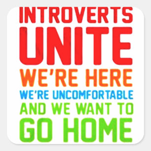 INTROVERTS UNITE WIR SIND HIER UNBEQUEM.. QUADRATISCHER AUFKLEBER