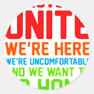 INTROVERTS UNITE WIR SIND HIER UNBEQUEM.. RUNDER AUFKLEBER