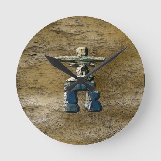 Inuit Eskimo Inukshuk & Rock Textur Uhr (Vorderseite)