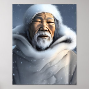 Inuit Großvater von Schnee und Nebelportrait Poster