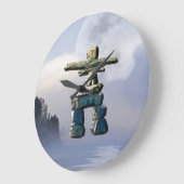 Inuit Inukshuk & Wilderness Moon Art Clock Große Wanduhr (Winkel)