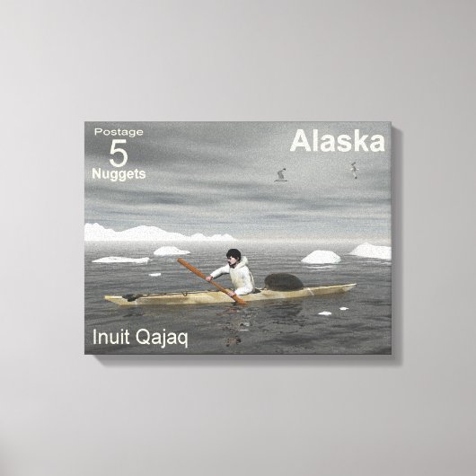 Inuit Kayak - Alaska Postage Leinwanddruck (Vorderseite)