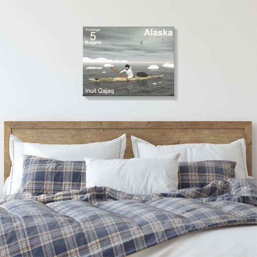 Inuit Kayak - Alaska Postage Leinwanddruck (Insitu (Schlafzimmer))