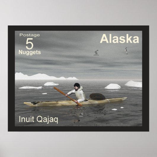 Inuit Kayak - Alaska Postage Poster (Vorne)