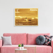 Inuit Kayak - Sepia - Alaska Postage Leinwanddruck (Insitu (Wohnzimmer))