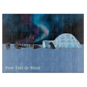 Inuit Man, Iglu und Dog Team Schneidebrett