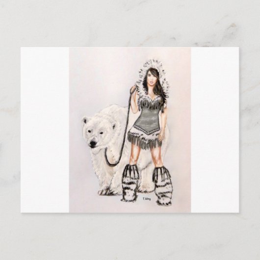 Inuit Pin Up Girl Postkarte (Vorderseite)