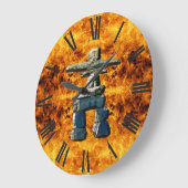 Inukshuk & Fire Indianersteine Große Wanduhr (Winkel)