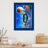 Inukshuk & Galaxy Moon Fantasy Art Poster (Küche)