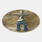 Inukshuk-Indianersteine Ovaler Aufkleber (Vorderseite)