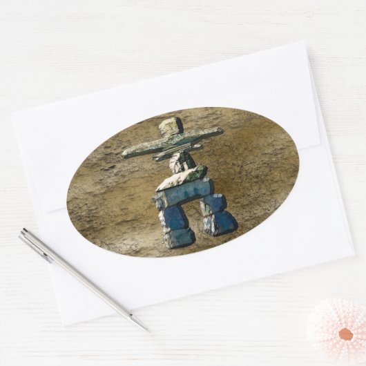 Inukshuk-Indianersteine Ovaler Aufkleber (Umschlag)
