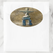 Inukshuk-Indianersteine Ovaler Aufkleber (Tasche)