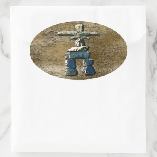 Inukshuk-Indianersteine Ovaler Aufkleber (Tasche)