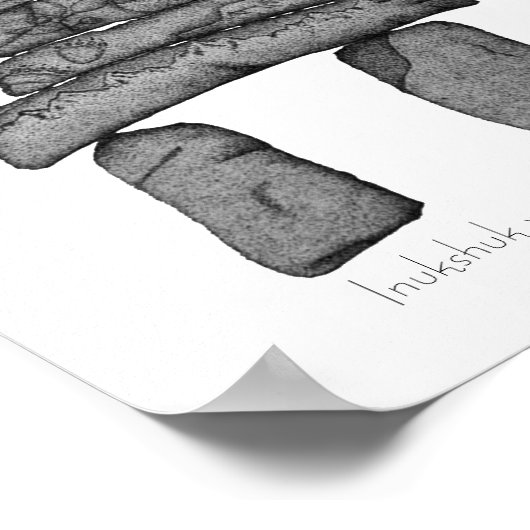 Inukshuk mit Alaskan Scenes Dotwork Art Poster (Ecke)