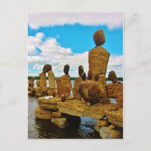 Inukshuk Stone River Skulpturen Postkarte (Vorderseite)