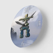 Inukshuk & Wilderness Moon Art Clock Runde Wanduhr (Winkel)