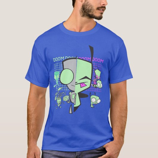 Invader Zim Gir Doom Gridechno Split Face Art frie T-Shirt (Vorderseite)
