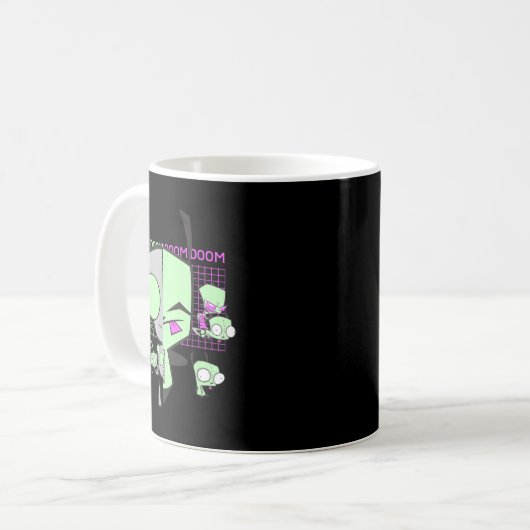 Invader Zim Mädchen Doom Grid Techno Split Face Ar Kaffeetasse (Vorderseite Links)