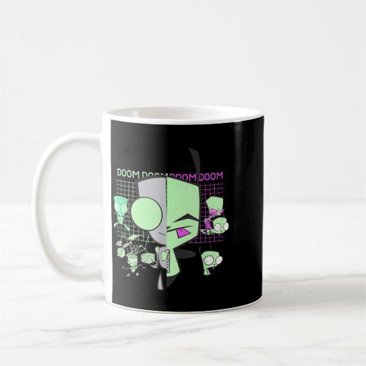 Invader Zim Mädchen Doom Grid Techno Split Face Ar Kaffeetasse (Links)