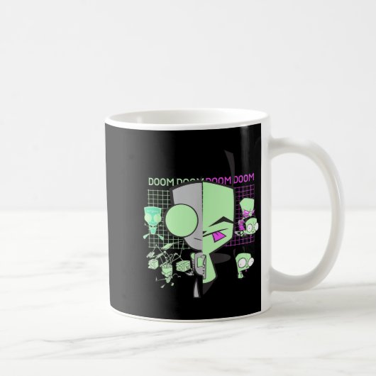 Invader Zim Mädchen Doom Grid Techno Split Face Ar Kaffeetasse (Rechts)