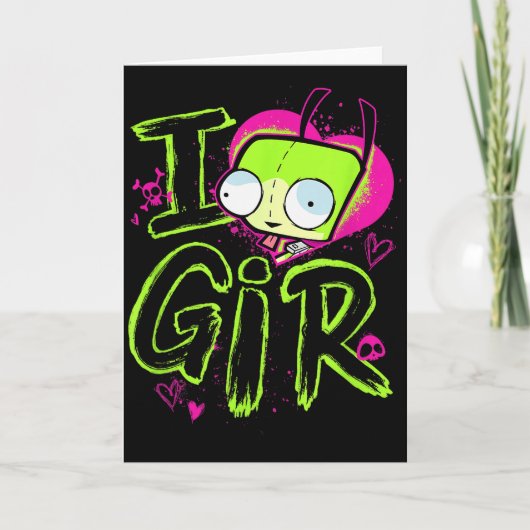 Invader Zim Valentinstag Ich liebe Mädchen  Karte (Vorderseite)