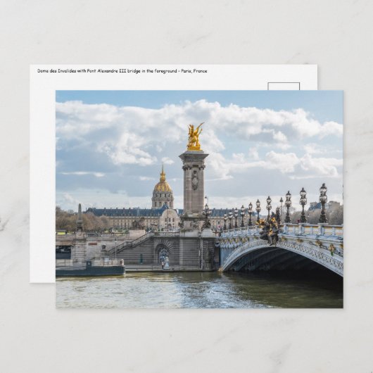 Invalides und Pont Alexandre III Brücke - Paris Postkarte (Vorne/Hinten)
