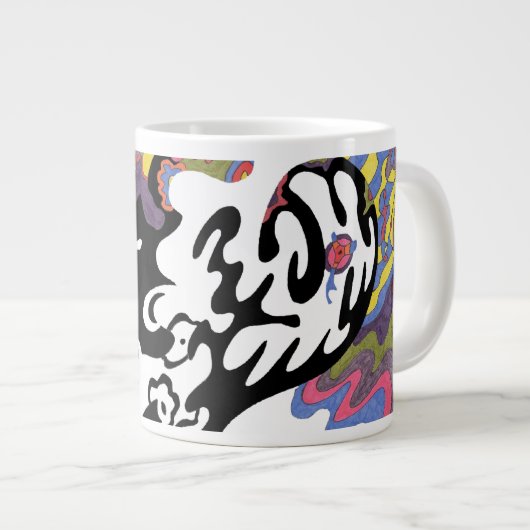 "Invasion" Abstrakter Kunst Jumbo-Tasse (Vorderseite Rechts)