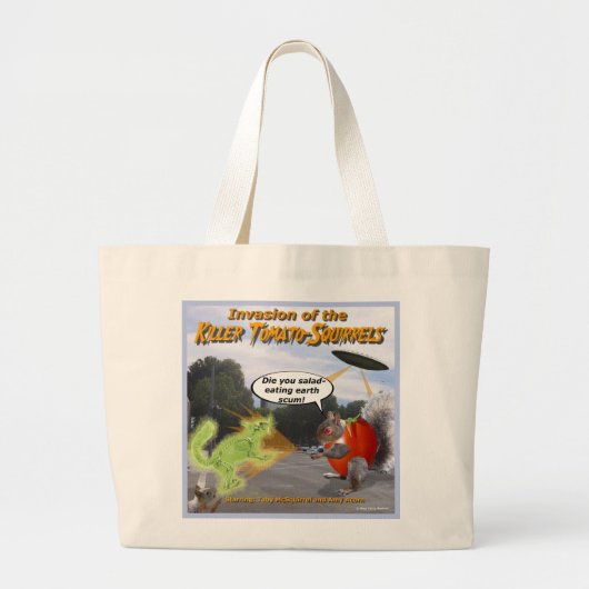 Invasion der Killer Tomato Eichhörnchen Große Tasc Jumbo Stoffbeutel (Vorne)