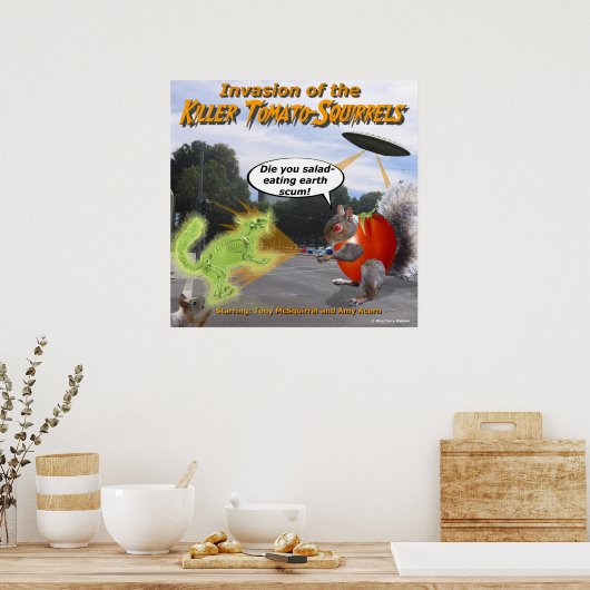 Invasion der Killer Tomato Eichhörnchen Poster (Küche)