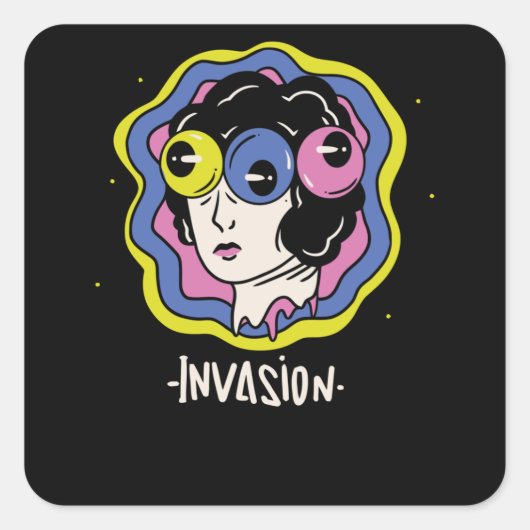 Invasion Quadratischer Aufkleber (Vorderseite)