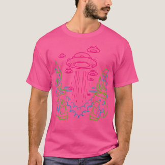 Invasion Ufo Minimal Art Funny Rave Techno Edm Lov T-Shirt