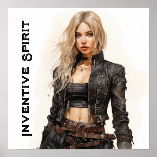 Inventive Spirit Steampunk Young Woman Poster (Vorne)