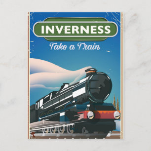 Inverness Schottland Lokomotive Reiseplakat Postkarte