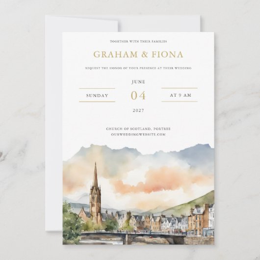 Inverness Watercolor Invitation Einladung (Vorderseite)