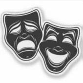 Inverted Black And White Comedy And Tragedy Masks Aufkleber (Vorderseite)