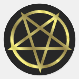 Inverted Gold Pentagram Runder Aufkleber