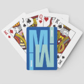 Invertierte blaue Monogram Initial & Name Spielkarten (Rückseite)