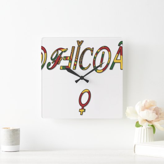 Invertierte "OFFIZIELLE" Symbolkunst Quadratische Wanduhr (Zuhause)