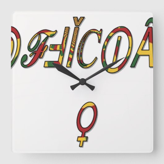 Invertierte "OFFIZIELLE" Symbolkunst Quadratische Wanduhr (Vorderseite)