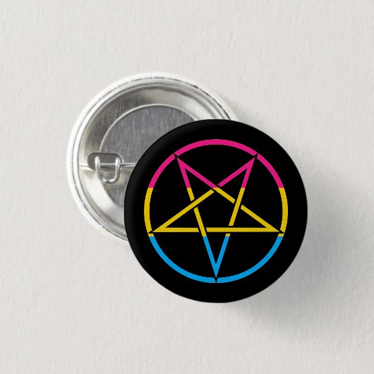 Invertierte Pansexualflagge Pentagramm Button (Vorne & Hinten)