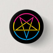 Invertierte Pansexualflagge Pentagramm Button (Vorderseite)