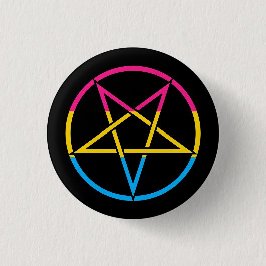 Invertierte Pansexualflagge Pentagramm Button (Vorderseite)