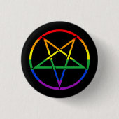 Invertierte Regenbogenpentagramm Button (Vorderseite)