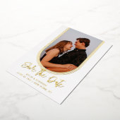 Invertierter zweier Foto Hochzeit speichern Sie da Folieneinladung (Gedreht)