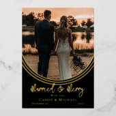 Invertiertes Foto Hochzeit Verheiratet und fröhlic Folien Feiertagskarte (Vorderseite)