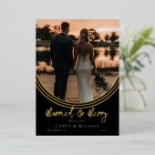 Invertiertes Foto Hochzeit Verheiratet und fröhlic Folien Feiertagskarte (Stehend vorne)