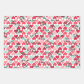 Invertiertes rosa Aquamarines Herzmuster Geschenkpapier Set (Vorderseite 3)