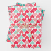 Invertiertes rosa Aquamarines Herzmuster Geschenkpapier Set (Beispiel)