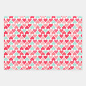 Invertiertes rosa Aquamarines Herzmuster Geschenkpapier Set (Vorderseite)