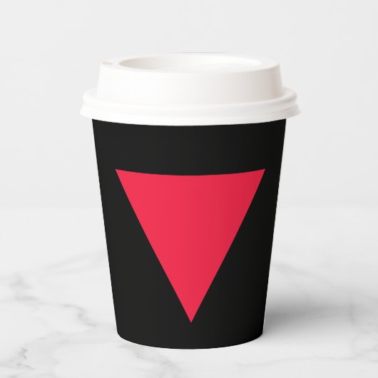 invertiertes rotes Dreieck Pappbecher (Rückseite)